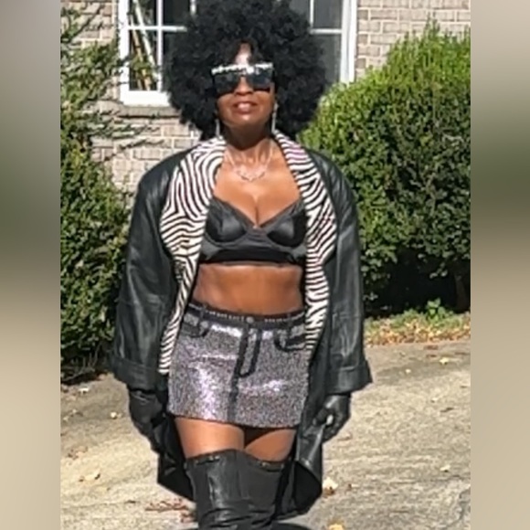 Rare Vtg 80’s Zebra trim Marc Buchanan Tannery West Black Leather Dramatic Coat - Picture 8 of 14